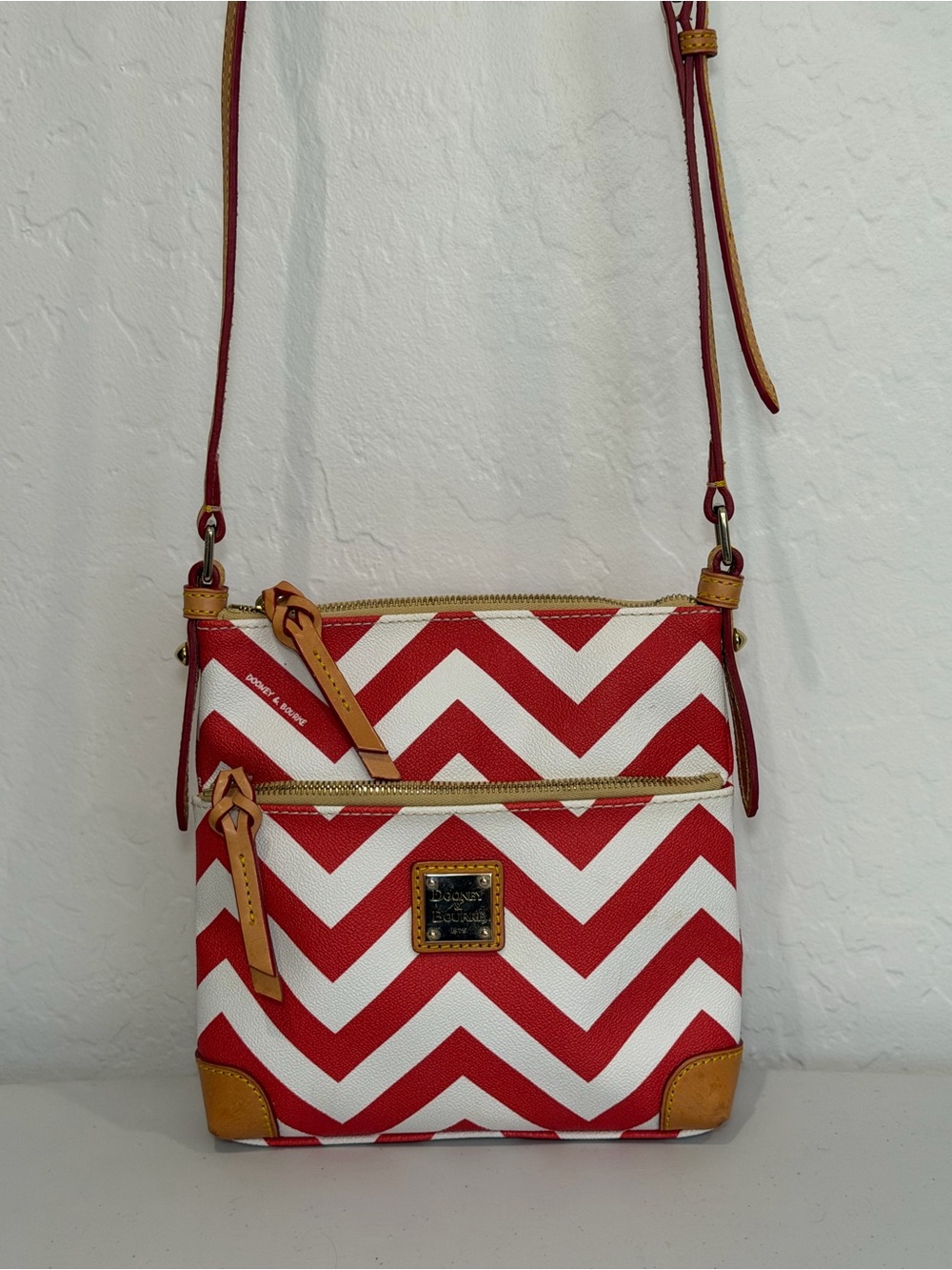 Dooney & Bourke Chevron Stripe Leather Letter Carrier Crossbody Bag